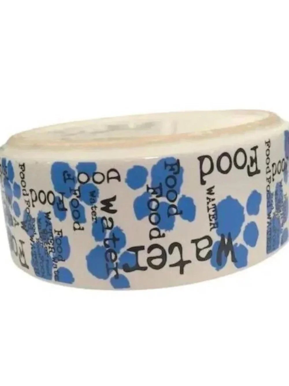 Medium Ceramic Dog Bowl with Blue Paws